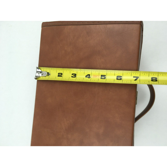 Cassette Tape Case Holder 12 Brown Faux Leather Travel Storage - Picture 11 of 12